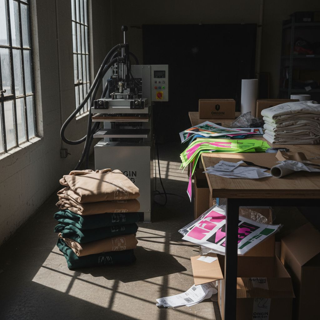 LayerPulse Druckstudio — mehrfarbiger Print auf T-Shirt